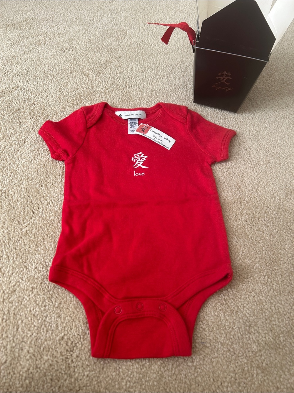 Red 'Love' Graphic Baby One-Piece